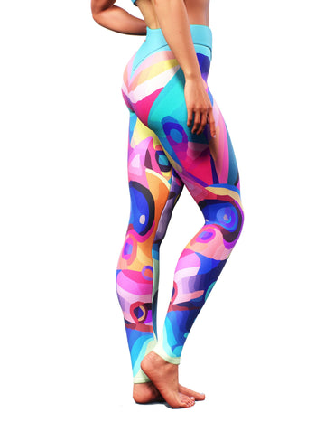 Abstract Art Blue Yoga Pants-High waisted leggings-bootysculpted